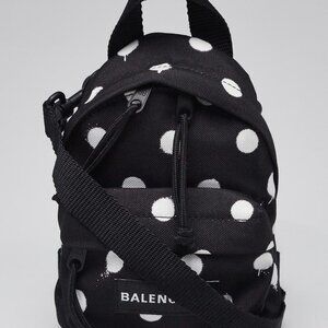 Balenciaga Black/White Spots Nylon Oversized Mini Backpack Crossbody Bag